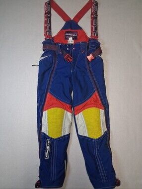 Vintage Phenix Ski Bib Overalls Salopettes Retro Colorblock Blue Red Yellow